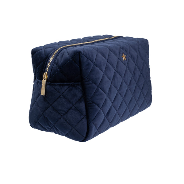 VELVET MAKE-UP POUCH LARGE NAVY BLUE