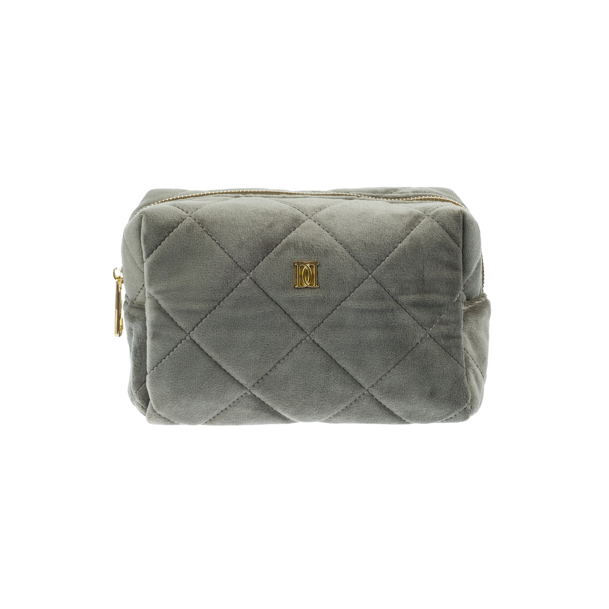 VELVET SQUARE QUILTED MAKE-UP POUCH SMALL COOL ARMY