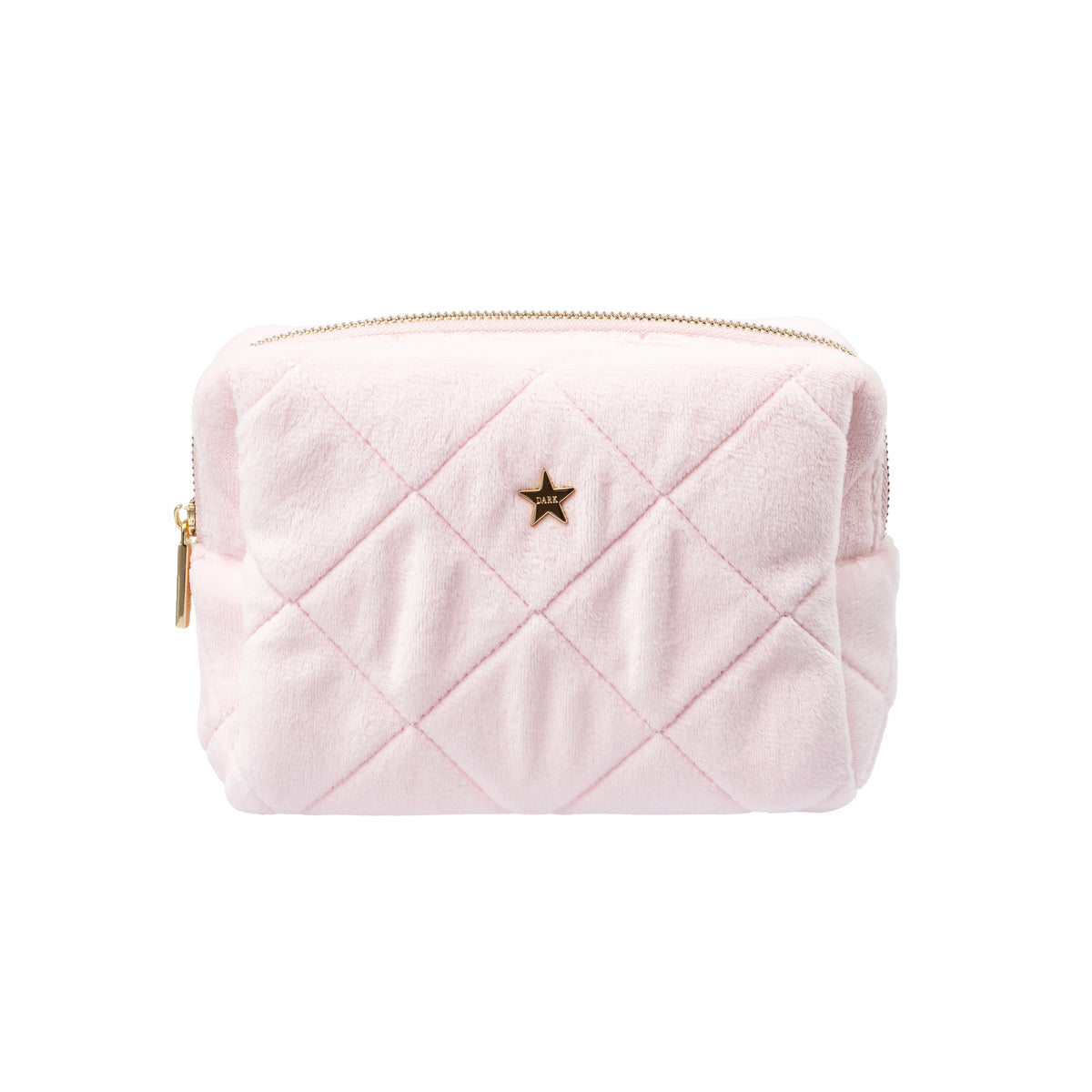 VELVET SQUARE QUILTED MAKE-UP POUCH SMALL COTTON CANDY
