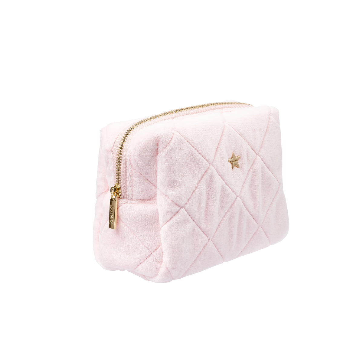 VELVET SQUARE QUILTED MAKE-UP POUCH SMALL COTTON CANDY