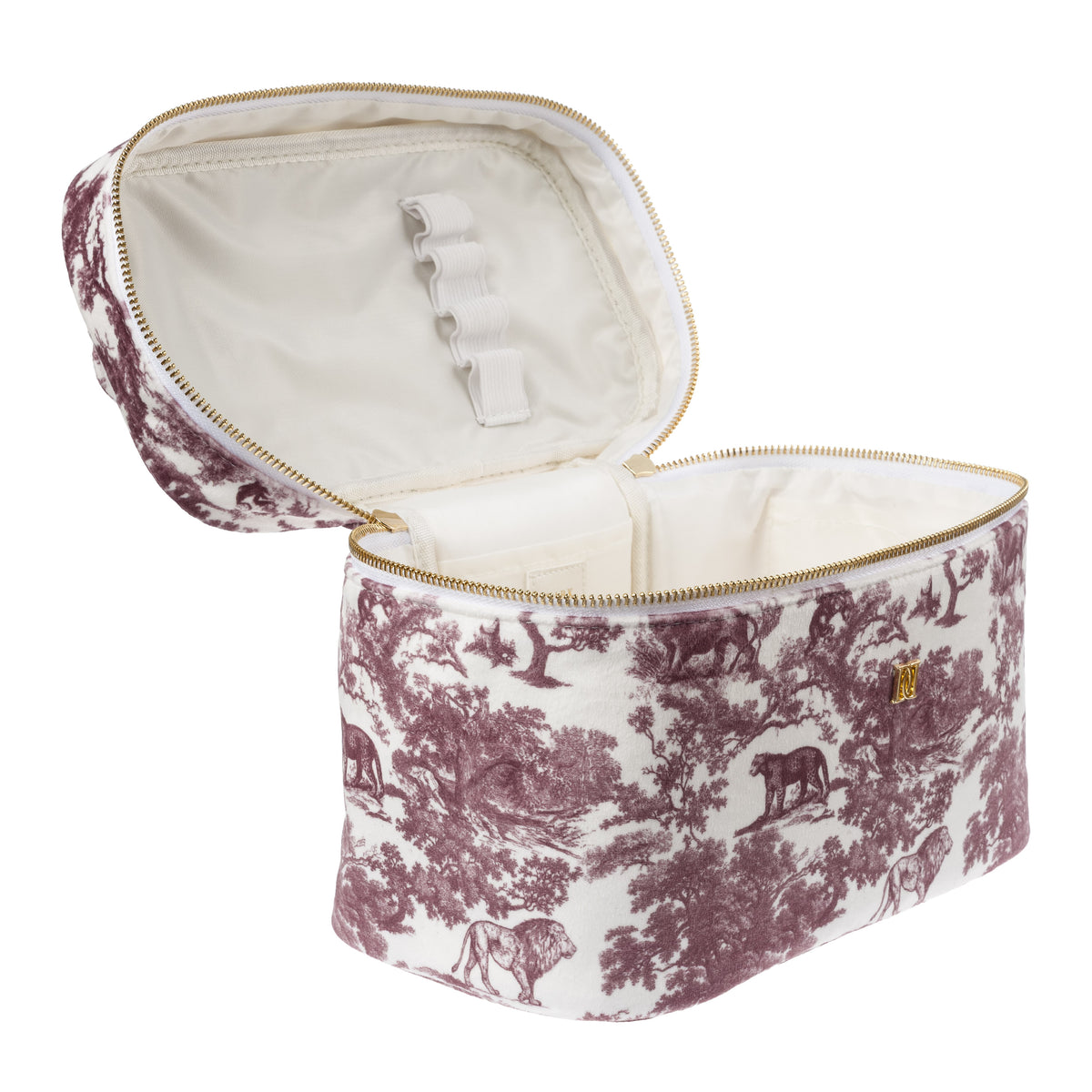 VELVET VANITY BAG LARGE BORDEAUX SAVANNAH PATTERN