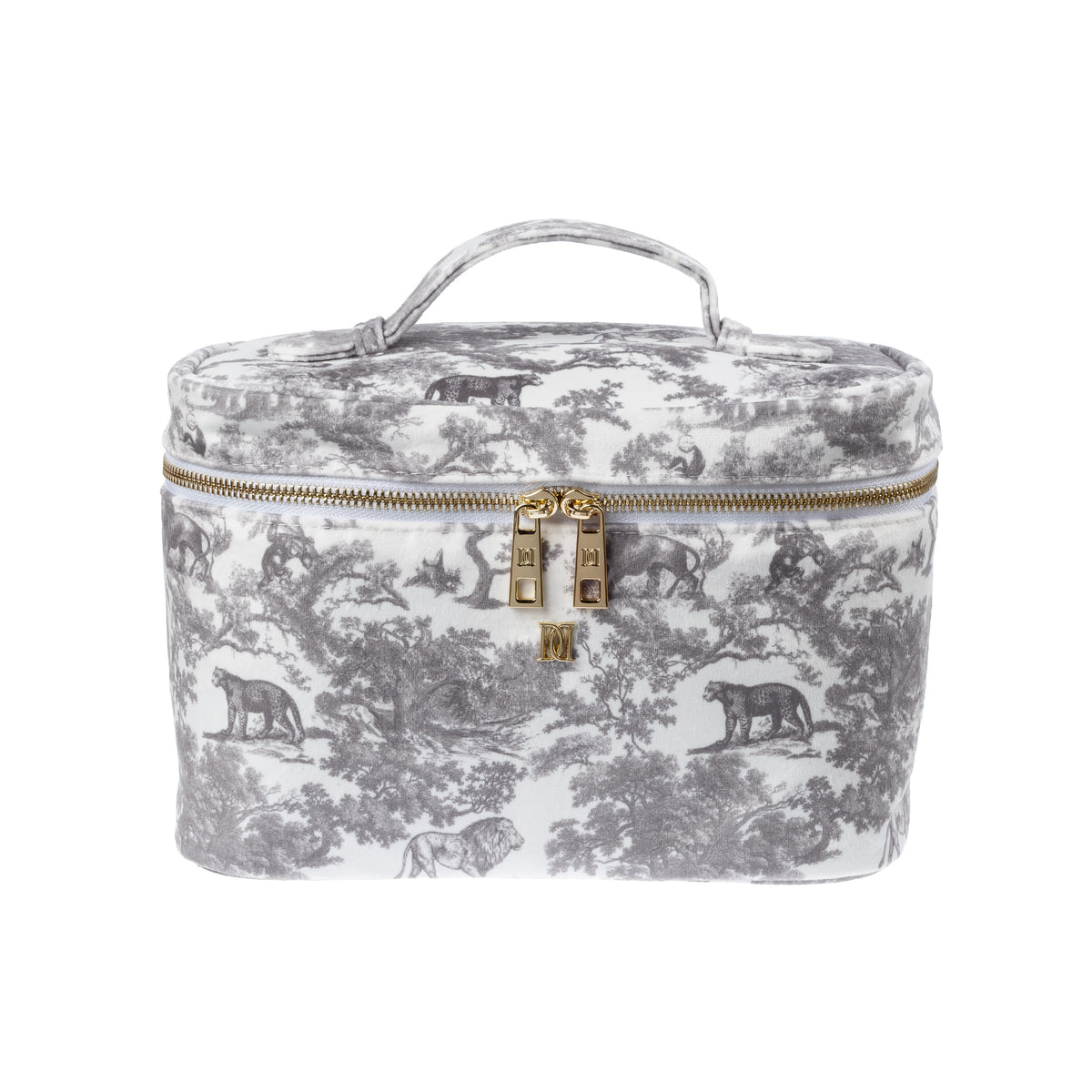 VELVET VANITY BAG LARGE GREY SAVANNAH PATTERN