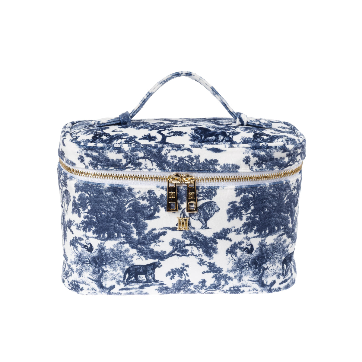 VELVET VANITY BAG LARGE NAVY BLUE SAVANNAH PATTERN