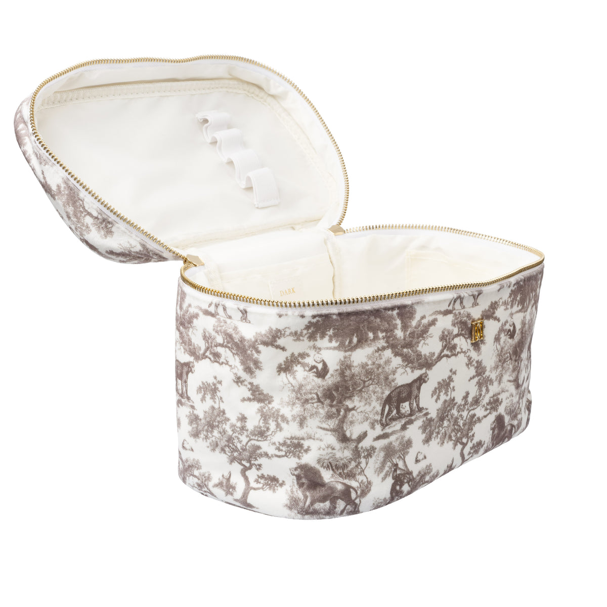 VELVET VANITY BAG LARGE WARM TAUPE SAVANNAH PATTERN
