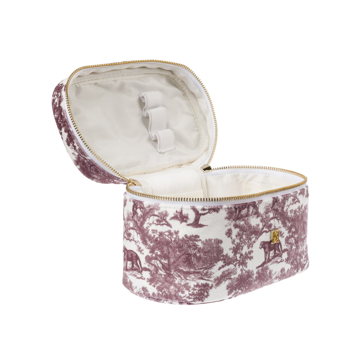 VELVET VANITY BAG SMALL BORDEAUX SAVANNAH PATTERN