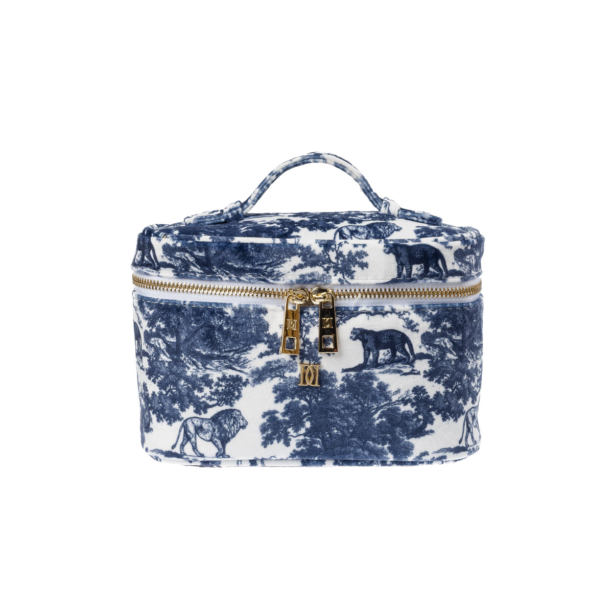 VELVET VANITY BAG SMALL NAVY BLUE SAVANNAH PATTERN