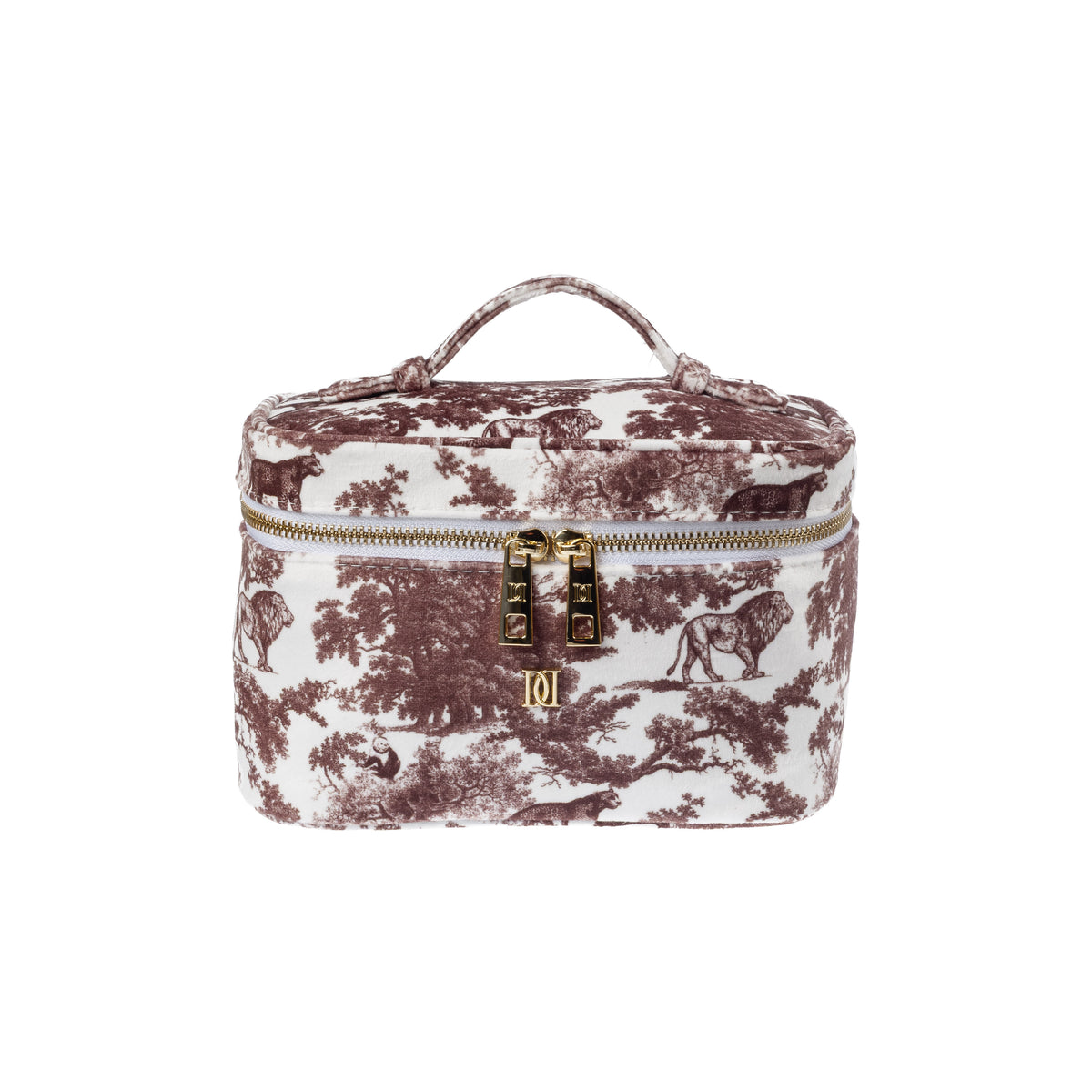 VELVET VANITY BAG SMALL CHOCOLATE BROWN SAVANNAH PATTERN