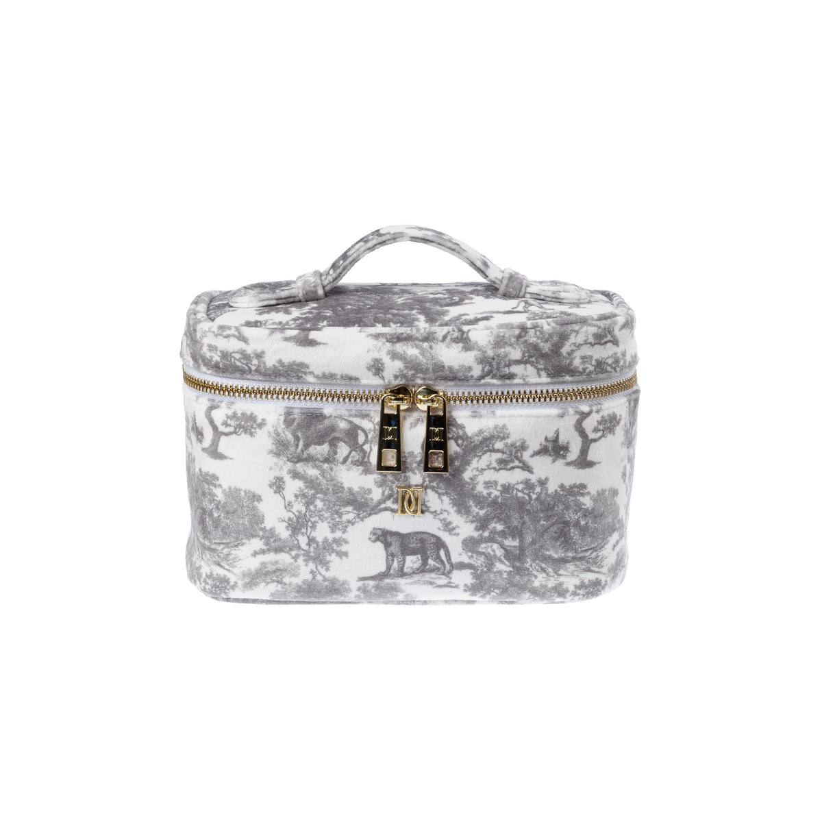 VELVET VANITY BAG SMALL GREY SAVANNAH PATTERN