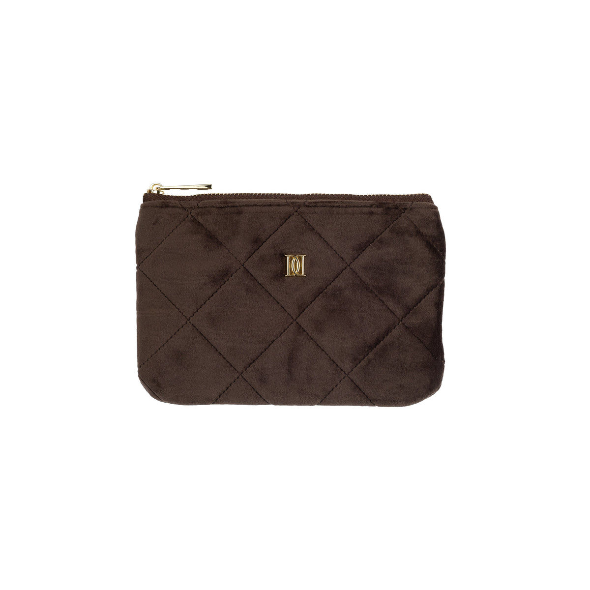VELVET QUILTED MIDI POUCH CHOCOLATE BROWN