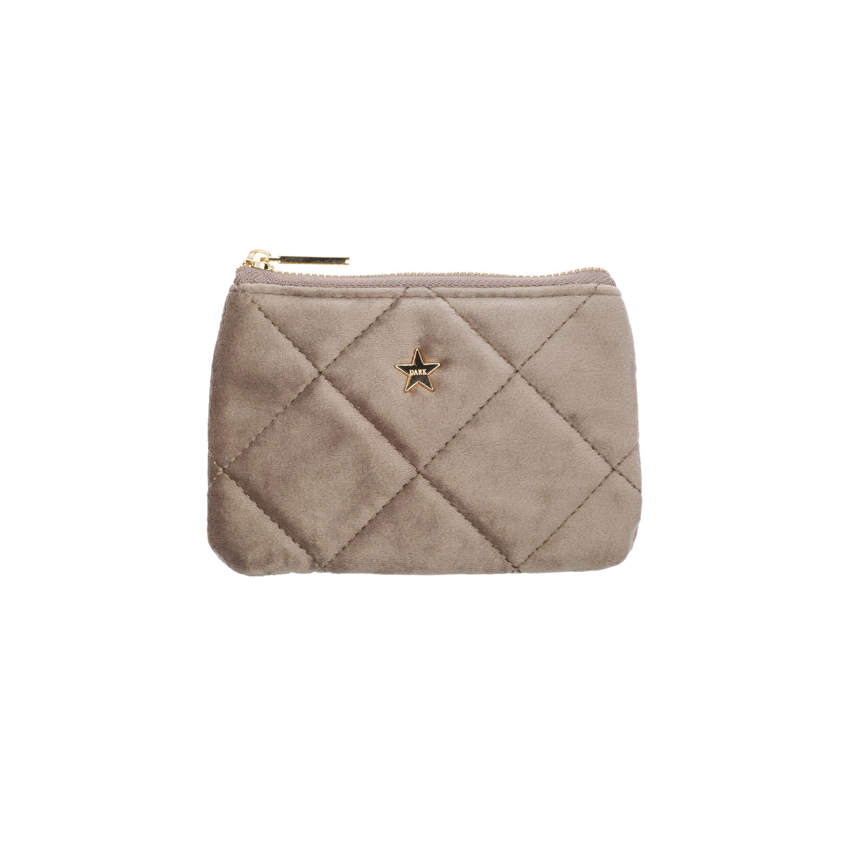 VELVET QUILTED MINI POUCH WARM TAUPE
