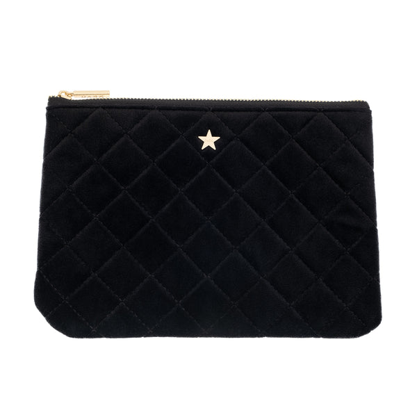 VELVET QUILTED SMALL POUCH BLACK VELVET QUILTED SMALL POUCH BLACK