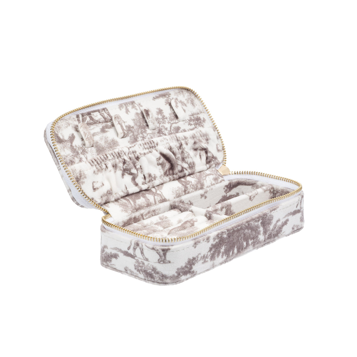VELVET JEWELLERY BOX MINI WARM TAUPE SAVANNAH PATTERN