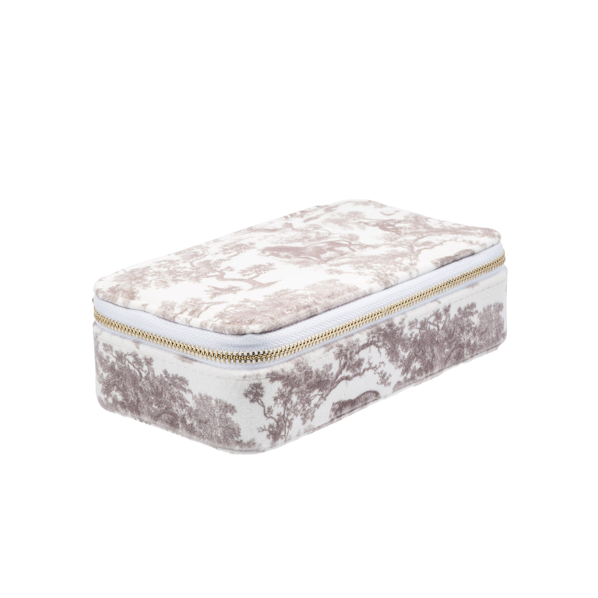 VELVET JEWELLERY BOX WARM TAUPE SAVANNAH PATTERN