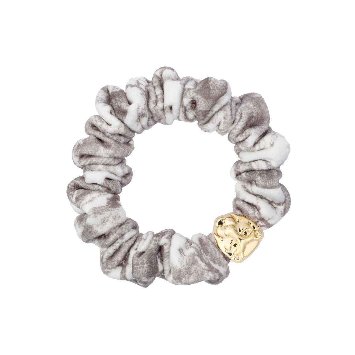 VELVET MINI SCRUNCHIE WARM TAUPE SAVANNAH PATTERN