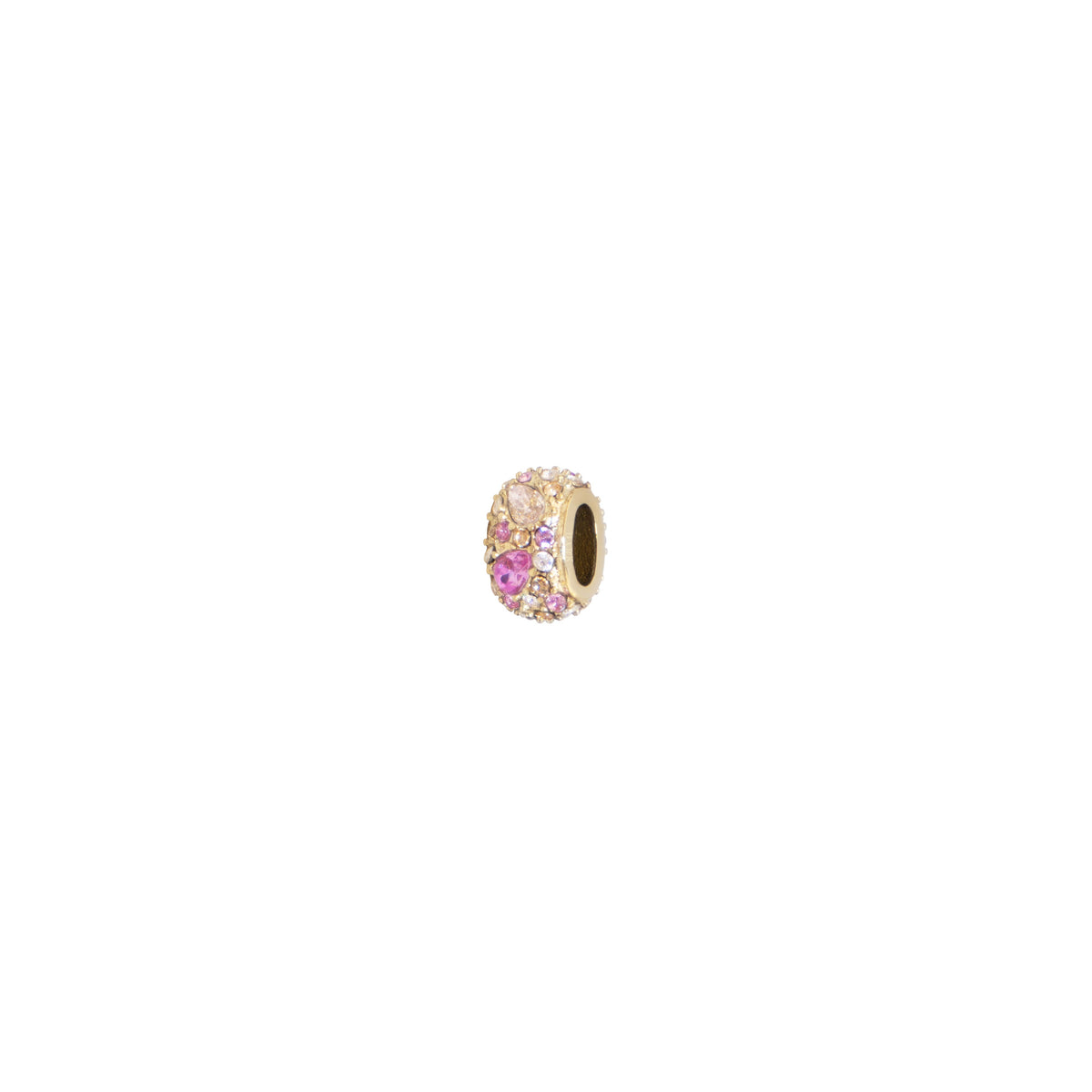 FULL BLING MULTISHAPED CRYSTAL SMALL BEAD CHARM PINK & CHAMPAGNE MIX
