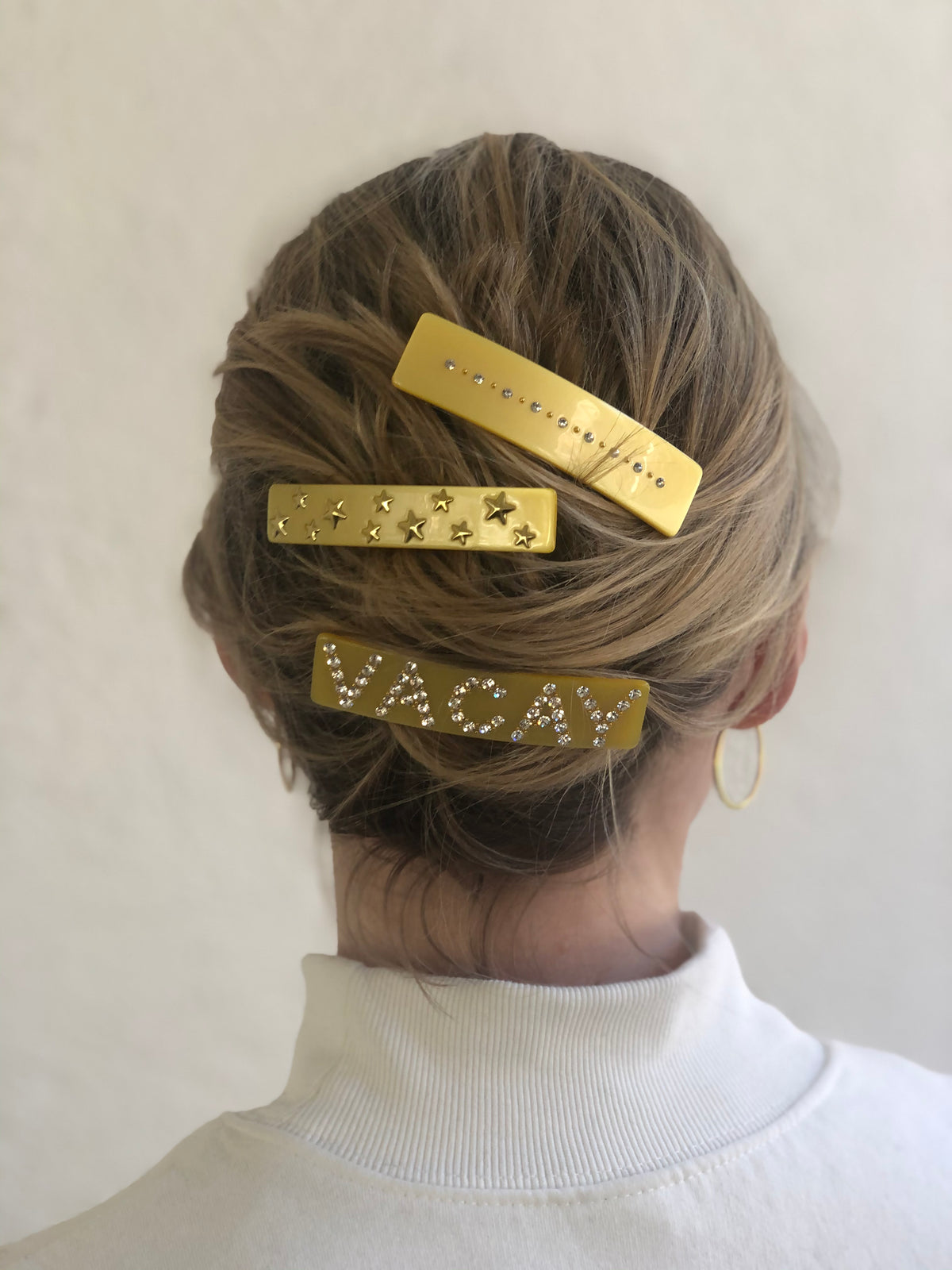 STAR STUD HAIR CLIP LARGE YELLOW