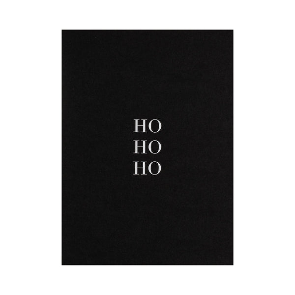 CARD "HO HO HO" BLACK W/WHITE BLOCK LETTERS
