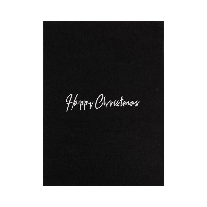 CARD "HAPPY CHRISTMAS" BLACK W/WHITE