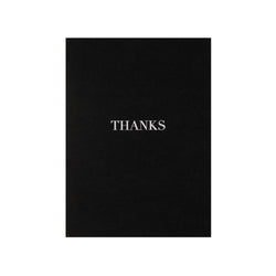 CARD "THANKS" BLACK W/WHITE BLOCK LETTERS