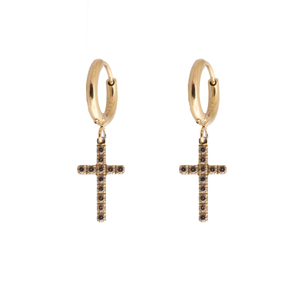 CROSS HOOP W/CRYSTALS CROSS HOOP W/CRYSTALS