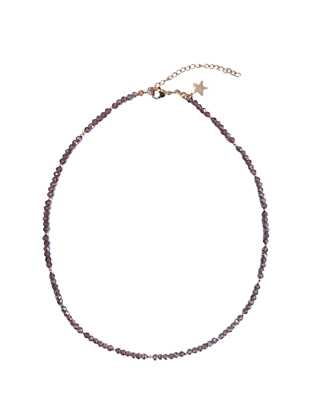 CRYSTAL BEAD NECKLACE 3 MM SPARKLED MAROON