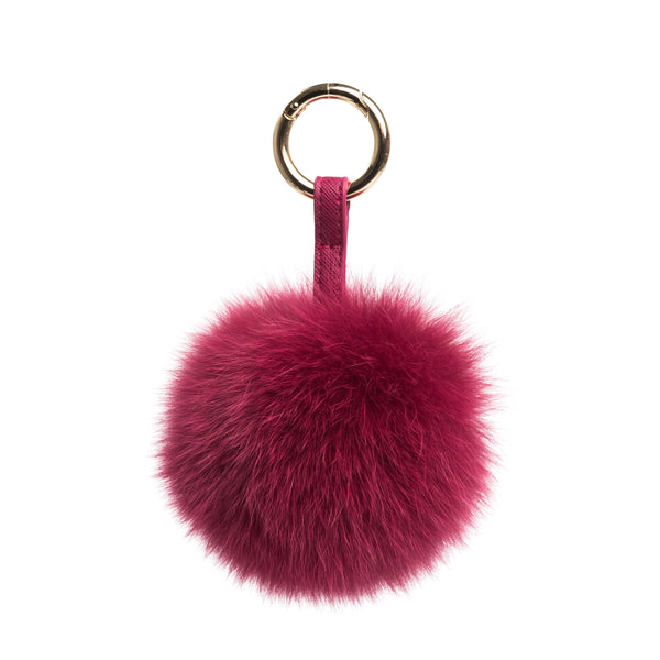 Burgundy pom shop pom keyring