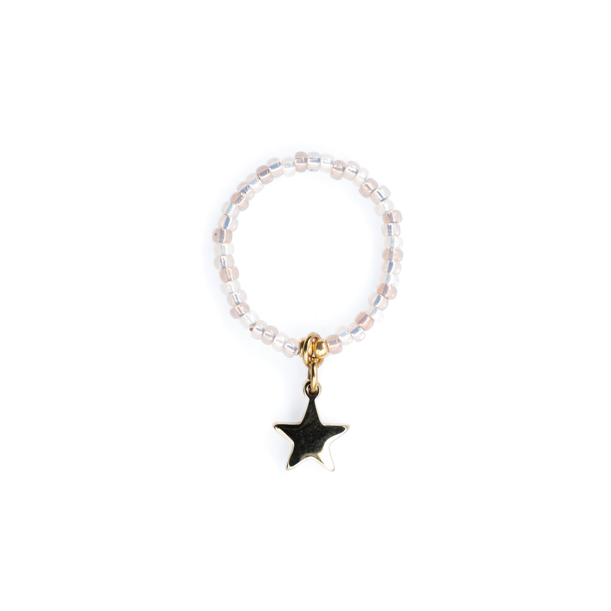 GLASS BEAD RING NOUGAT W/STAR CHARM
