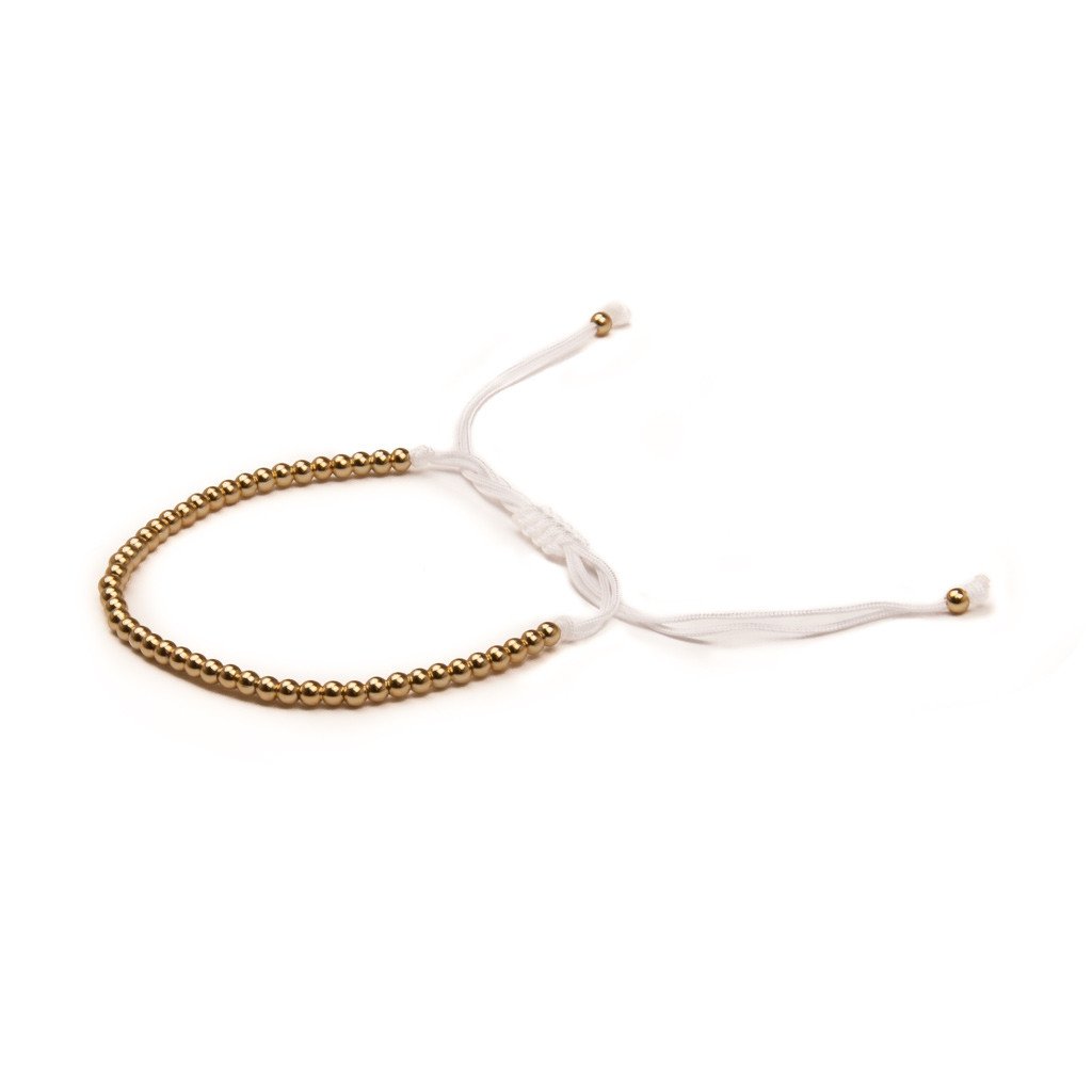 METAL BEAD BRACELET THIN GOLD WHITE
