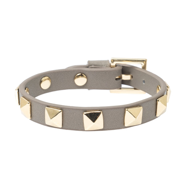 WOVEN FRIENDSHIP BRACELET THIN W/STUD - LIGHT GREY WOVEN FRIENDSHIP BRACELET THIN W/STUD - LIGHT GREY