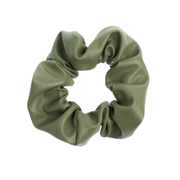 LEATHER SCRUNCHIE FADED ARMY