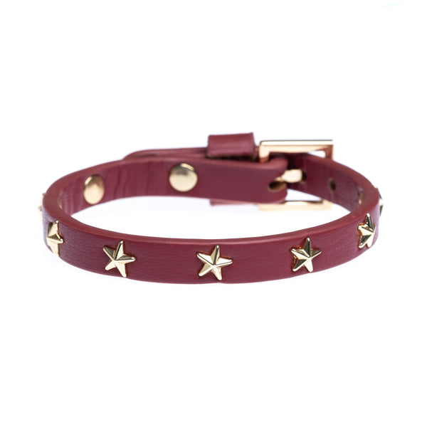 LEATHER STUD BRACELET RED