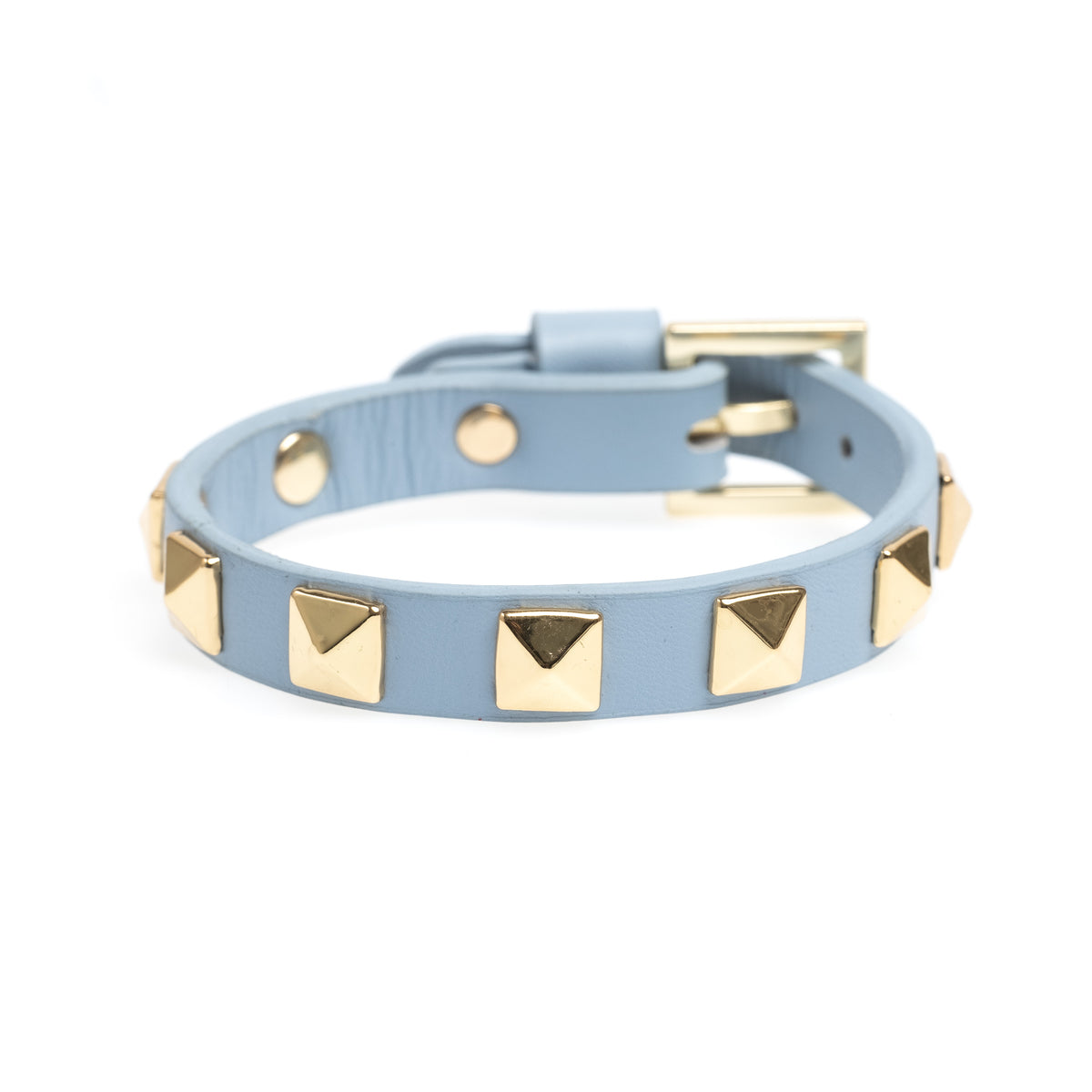 LEATHER STUD BRACELET LIGHT BLUE