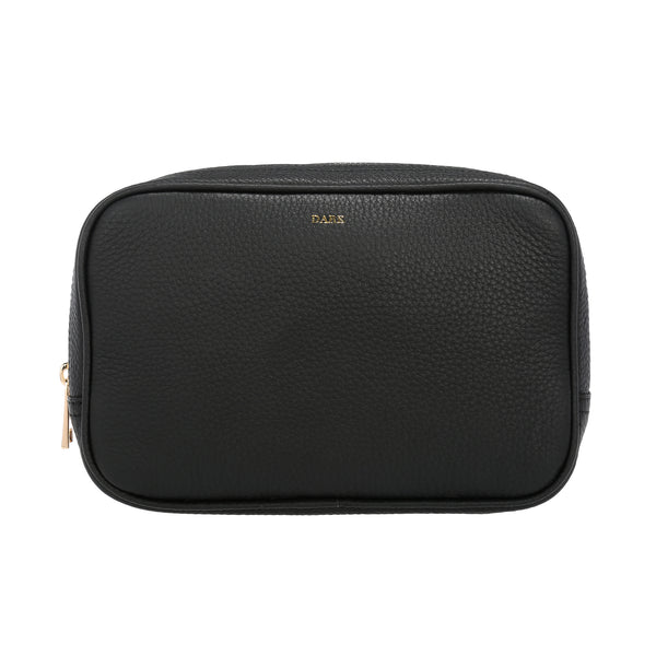 LEATHER TOILETRY BAG LARGE BLACK W GOLD DARK department