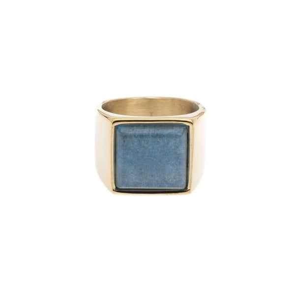 SIGNET RING GOLD W/BLUE ANGELITE SIGNET RING GOLD W/BLUE ANGELITE