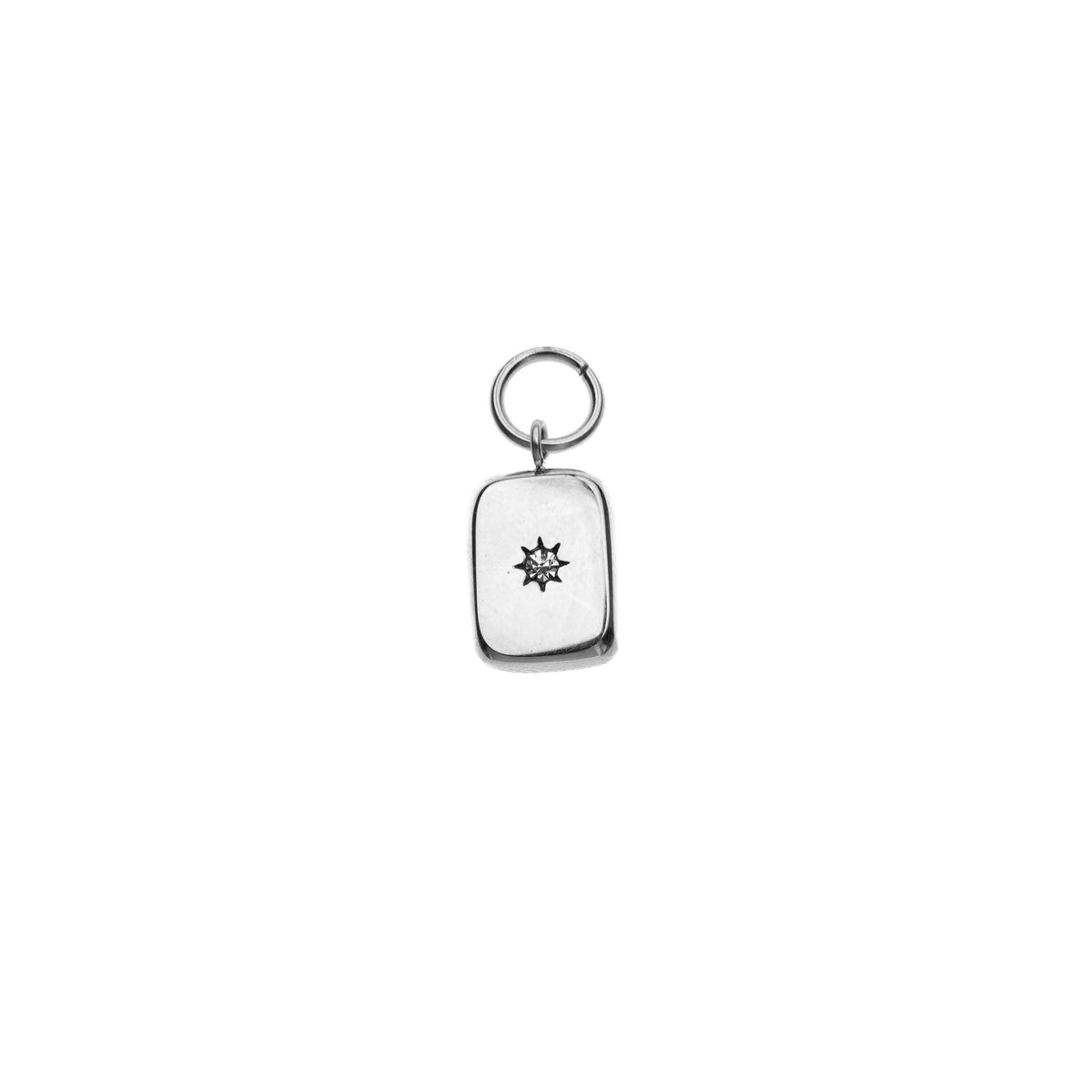 SQUARE STAR CHARM W/CRYSTAL SILVER