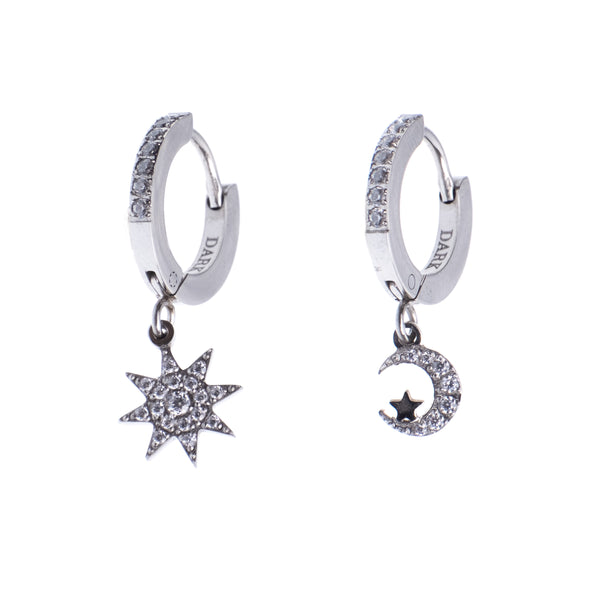STAR & MOON HOOPS W/CRYSTALS STAR & MOON HOOPS W/CRYSTALS