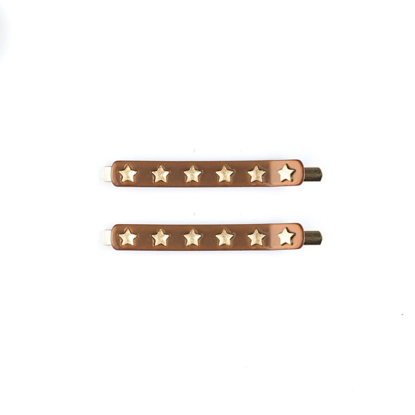 STAR STUD BOBBY PINS 2 PK COGNAC STAR STUD BOBBY PINS 2 PK COGNAC