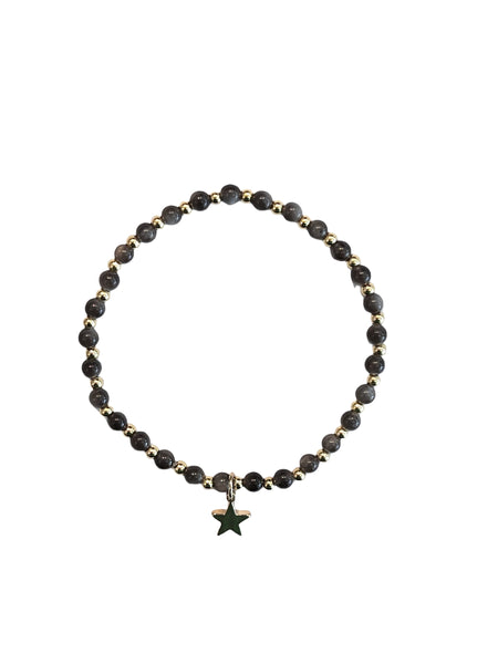 STONE BEAD BRACELET 4 MM ANTRACITE STONE BEAD BRACELET 4 MM ANTRACITE