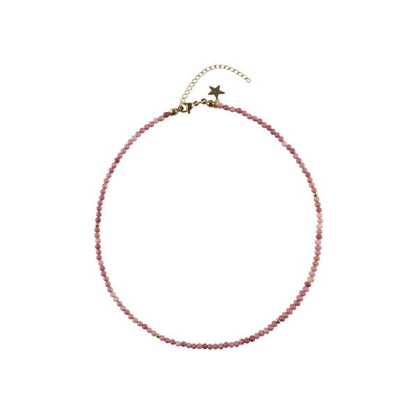 STONE BEAD NECKLACE 3 MM DUSTY ROSE 40 CM
