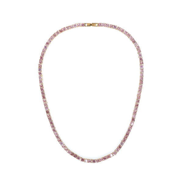 TENNIS CHAIN NECKLACE 2 MM DUSTY ROSE TENNIS CHAIN NECKLACE 2 MM DUSTY ROSE