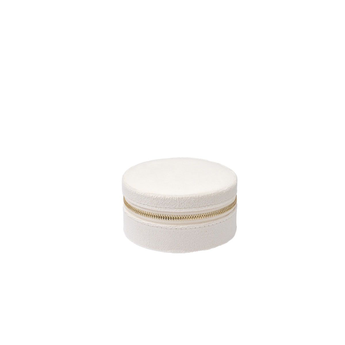 VELVET JEWELLERY BOX ROUND OFF WHITE