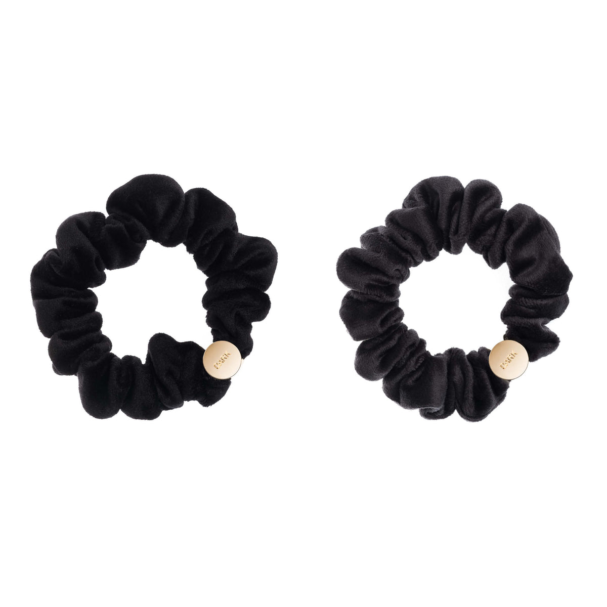 2 PK VELVET MINI SCRUNCHIE BLACK & CHARCOAL