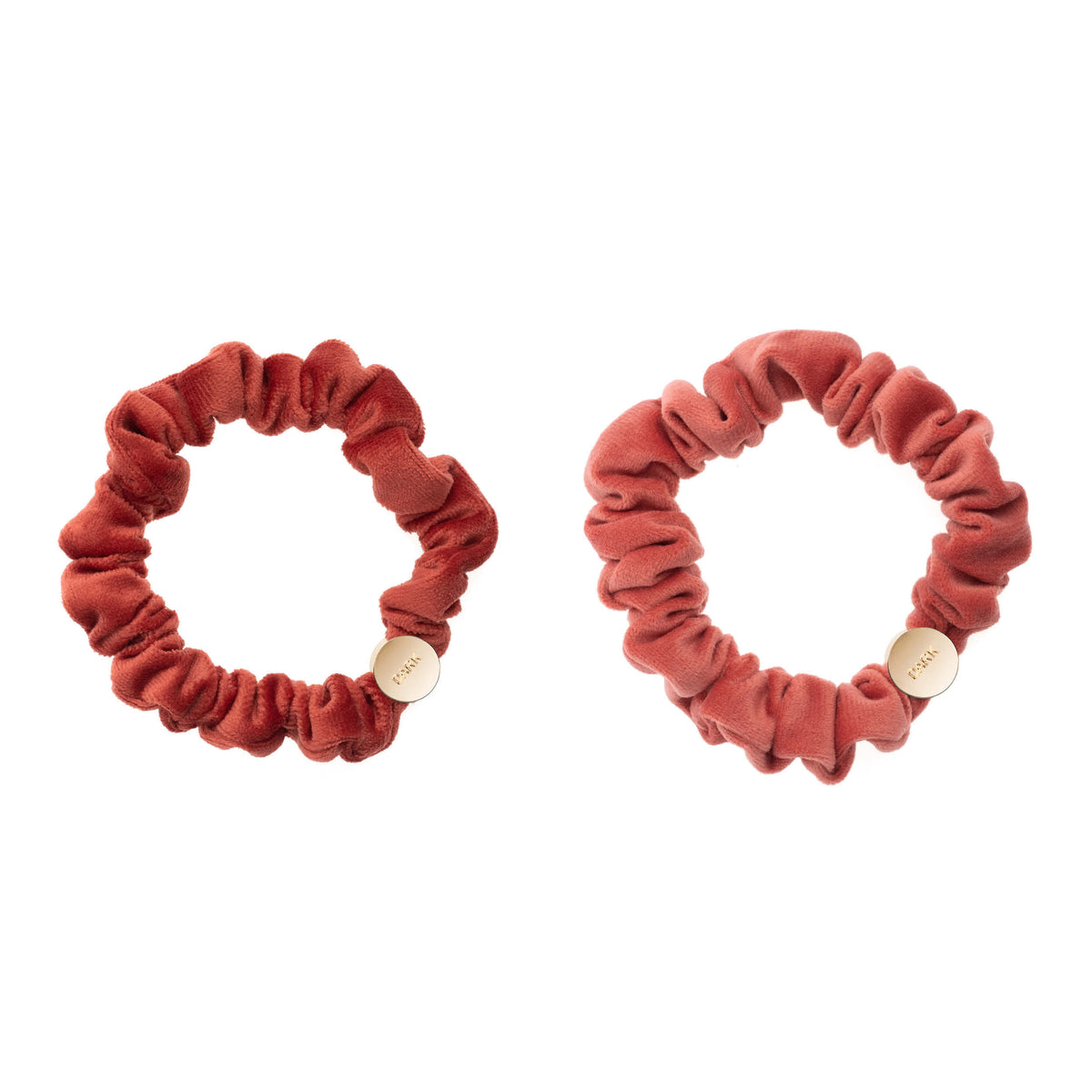 2 PK VELVET MINI SCRUNCHIE DARK TERRACOTTA & TERRACOTTA
