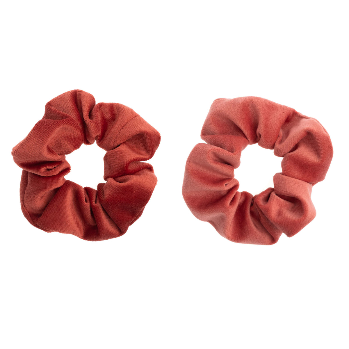 2 PK VELVET SCRUNCHIE DARK TERRACOTTA & TERRACOTTA