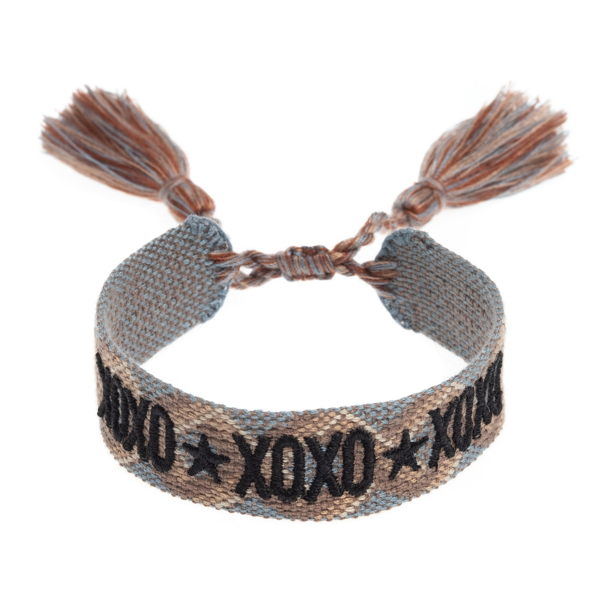 WOVEN FRIENDSHIP BRACELET - "XOXO" CAMEL
