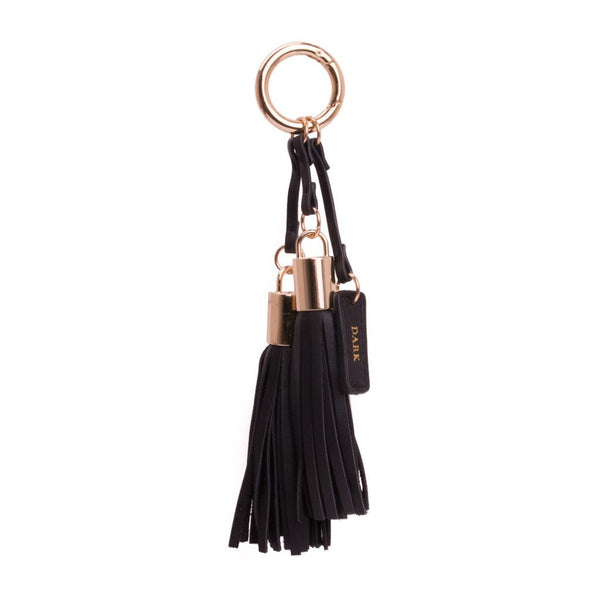 LEATHER TWIN TASSEL NAPPA BLACK W/GUN METAL LEATHER TWIN TASSEL NAPPA BLACK W/GUN METAL