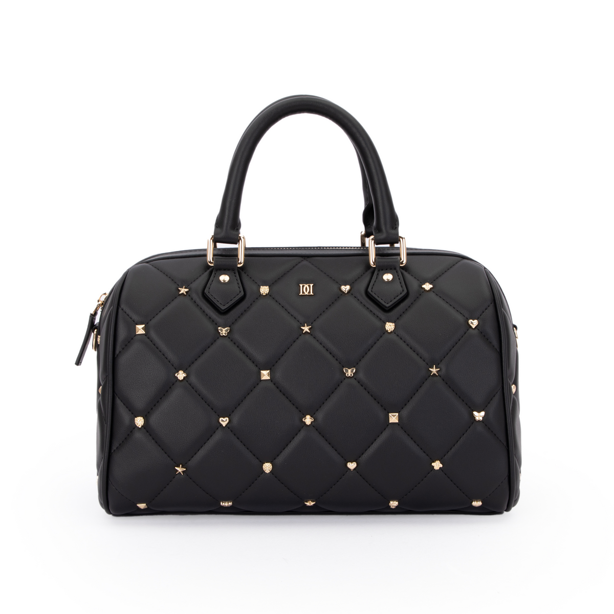 LEATHER QUILTED BOWLER BAG SMALL W/SIGN STUDS