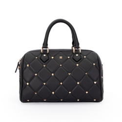 LEATHER QUILTED BOWLER BAG SMALL W/SIGN STUDS