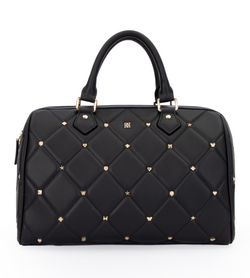 LEATHER QUILTED BOWLER BAG LARGE W/SIGN STUDS