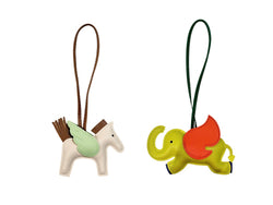 2 PK PONY & ELEPHANT BAG CHARM NUDE & YELLOW COMBO